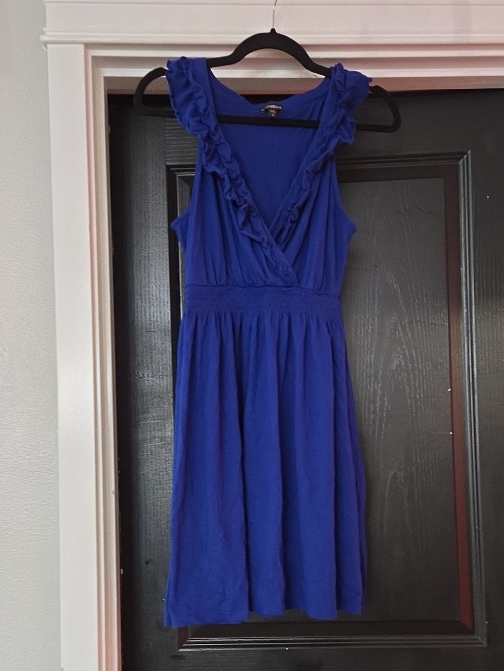Express Blue Ruffle V-Neck Sleeveless Dress Size Medium